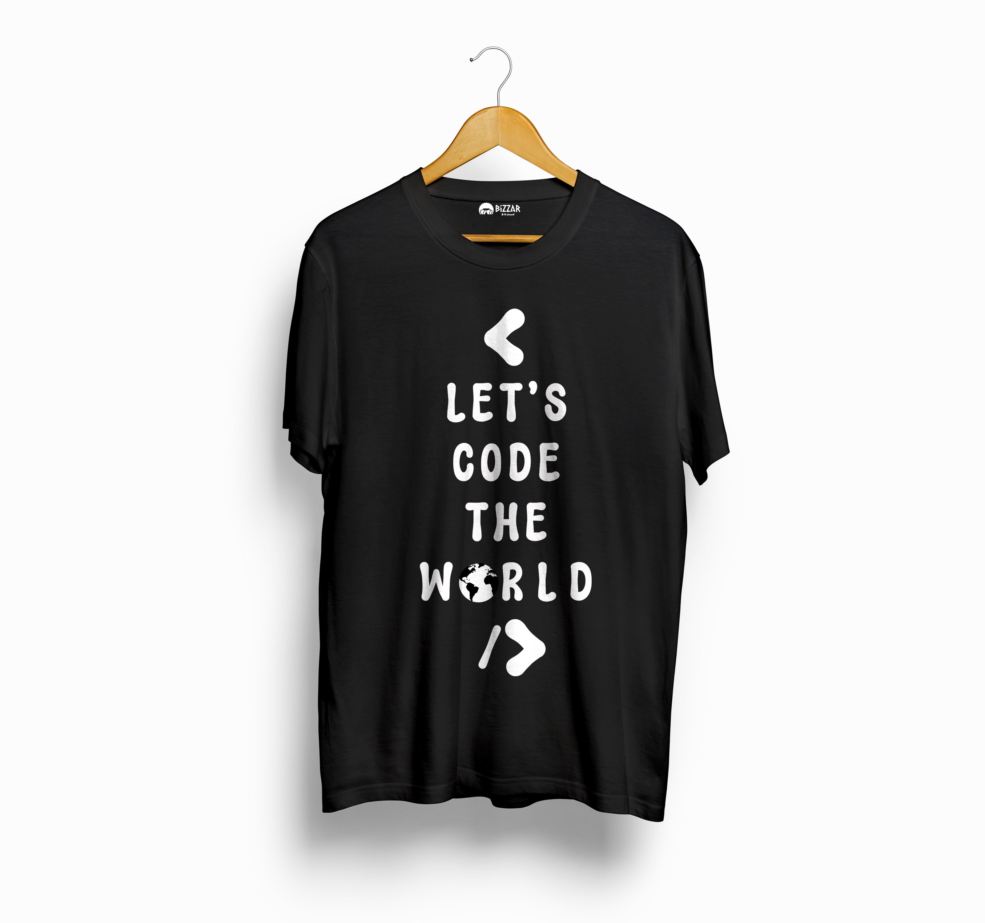 Bizzar Let's Code The World Black T-Shirt