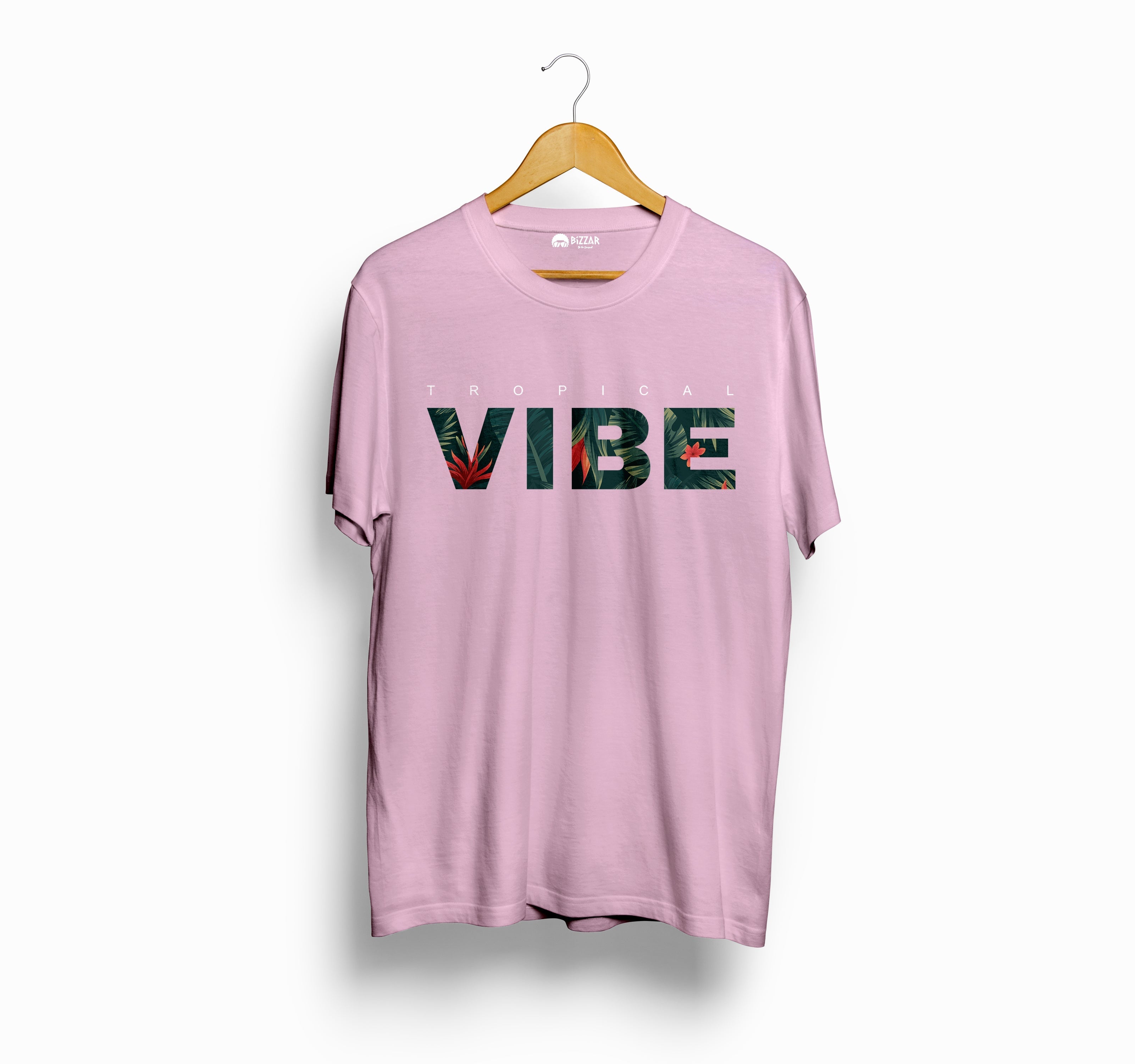 Bizzar Tropical Vibe Light Pink T-Shirt